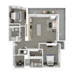 Anthem Harbor Point Stamford, CT Furnished Floorplans (B5a) Showing two bedrooms and two bathrooms