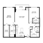 Anthem Harbor Point Stamford, CT Floorplans (B9) Showing two bedrooms and two bathrooms