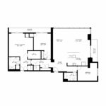 Beacon Harbor Point PH-B1 floorplan diagram showing three bedrooms and two baths, Stamford, CT.