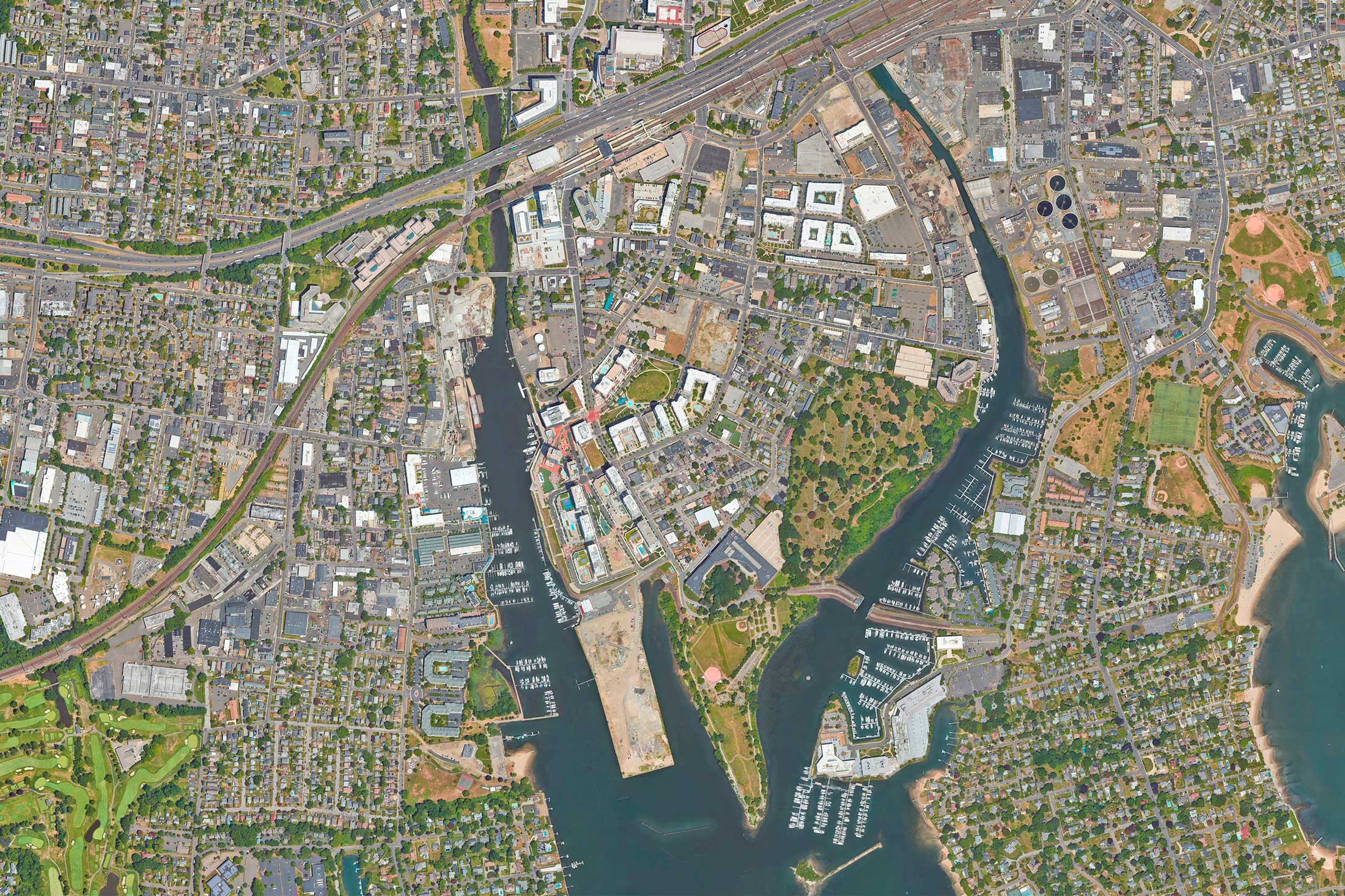 Harbor Point overhead comparison satellite view 2022
