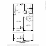 Escape Harbor Point ESC-A10 floorplan diagram showing one bedroom and one bath, Stamford, CT