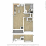 Escape Harbor Point ESC-A10 unfurnished floorplan diagram showing one bedroom and one bath, Stamford, CT