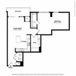 Escape Harbor Point ESC-A3 floorplan diagram showing one bedroom and one bath, Stamford, CT