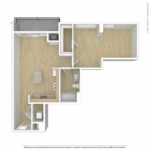 Escape Harbor Point ESC-A3 unfurnished floorplan diagram showing one bedroom and one bath, Stamford, CT