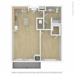 Escape Harbor Point ESC-A12 unfurnished floorplan diagram showing one bedroom and one bath, Stamford, CT