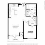 Escape Harbor Point ESC-A13 floorplan diagram showing one bedroom and one bath, Stamford, CT