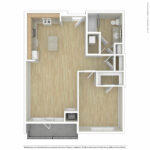 Escape Harbor Point ESC-A13 unfurnished floorplan diagram showing one bedroom and one bath, Stamford, CT