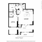 Escape Harbor Point ESC-A14 floorplan diagram showing one bedroom and one bath, Stamford, CT