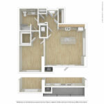 Escape Harbor Point ESC-A14 unfurnished floorplan diagram showing one bedroom and one bath, Stamford, CT