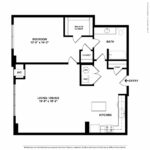 Escape Harbor Point ESC-A16 floorplan diagram showing one bedroom and one bath, Stamford, CT