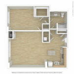 Escape Harbor Point ESC-A16 unfurnished floorplan diagram showing one bedroom and one bath, Stamford, CT