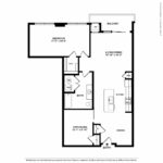 Escape Harbor Point ESC-A18 floorplan diagram showing one bedrooms and one baths, Stamford, CT