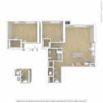 Escape Harbor Point ESC-A19 unfurnished floorplan diagram showing two bedrooms and one baths, Stamford, CT