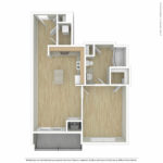 Escape Harbor Point ESC-A4 unfurnished floorplan diagram showing one bedroom and one bath, Stamford, CT