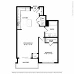 Escape Harbor Point ESC-A5 floorplan diagram showing one bedrooms and one baths, Stamford, CT