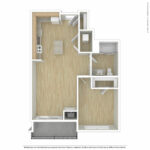 Escape Harbor Point ESC-A5 unfurnished floorplan diagram showing one bedrooms and one baths, Stamford, CT