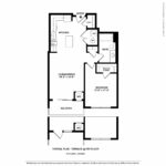 Escape Harbor Point ESC-A6 floorplan diagram showing one bedroom and one bath, Stamford, CT