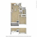 Escape Harbor Point ESC-A6 unfurnished floorplan diagram showing one bedroom and one bath, Stamford, CT