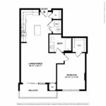 Escape Harbor Point ESC-A7 floorplan diagram showing one bedrooms and one baths, Stamford, CT