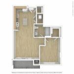 Escape Harbor Point ESC-A7 unfurnished floorplan diagram showing one bedrooms and one baths, Stamford, CT