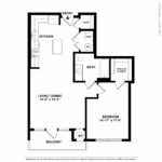 Escape Harbor Point ESC-A8 floorplan diagram showing one bedroom and one bath, Stamford, CT