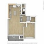 Escape Harbor Point ESC-A8 unfurnished floorplan diagram showing one bedroom and one bath, Stamford, CT