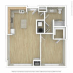 Escape Harbor Point ESC-A9 unfurnished floorplan diagram showing one bedroom and one bath, Stamford, CT