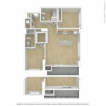 Escape Harbor Point ESC-B1 unfurnished floorplan diagram showing two bedrooms and two baths, Stamford, CT