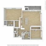 Escape Harbor Point ESC-B10 unfurnished floorplan diagram showing two bedrooms and two baths, Stamford, CT