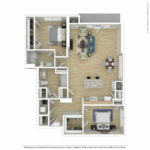 Escape Harbor Point ESC-B11 furnished floorplan diagram showing two bedrooms and two baths, Stamford, CT