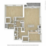 Escape Harbor Point ESC-B12 unfurnished floorplan diagram showing two bedrooms and two baths, Stamford, CT