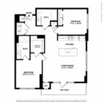 Escape Harbor Point ESC-B2 floorplan diagram showing two bedrooms and two baths, Stamford, CT