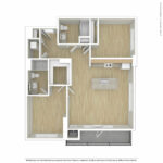 Escape Harbor Point ESC-B2 unfurnished floorplan diagram showing two bedrooms and two baths, Stamford, CT