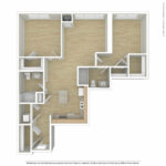 Escape Harbor Point ESC-B4 unfurnished floorplan diagram showing two bedrooms and two baths, Stamford, CT