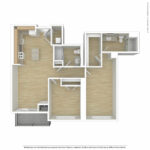 Escape Harbor Point ESC-B5 unfurnished floorplan diagram showing two bedrooms and two baths, Stamford, CT