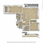 Escape Harbor Point ESC-B8 unfurnished floorplan diagram showing two bedrooms and two baths, Stamford, CT