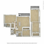 Escape Harbor Point ESC-B9 unfurnished floorplan diagram showing three bedrooms and two baths, Stamford, CT