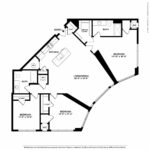 Escape Harbor Point ESC-C1 floorplan diagram showing three bedrooms and two baths, Stamford, CT