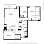 Escape Harbor Point ESC-C2 floorplan diagram showing three bedrooms and two baths, Stamford, CT