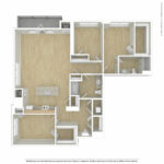 Escape Harbor Point ESC-C2 unfurnished floorplan diagram showing three bedrooms and two baths, Stamford, CT