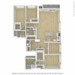 Escape Harbor Point ESC-C4 unfurnished floorplan diagram showing three bedrooms and three baths, Stamford, CT