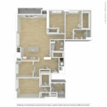 Escape Harbor Point ESC-C4 unfurnished floorplan diagram showing three bedrooms and three baths, Stamford, CT