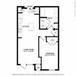 Escape Harbor Point ESC-E1 floorplan diagram showing one bedroom and one bath, Stamford, CT