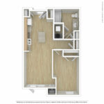 Escape Harbor Point ESC-E1 unfurnished floorplan diagram showing one bedroom and one bath, Stamford, CT